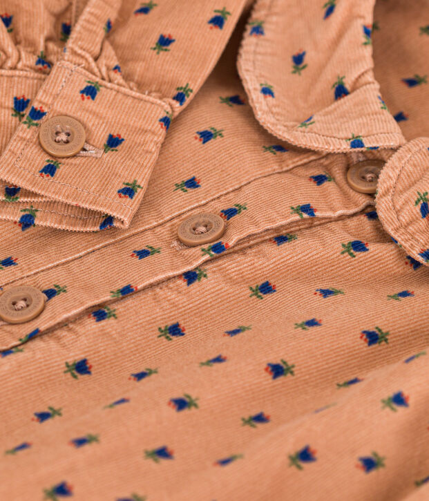 Kinderkleid mit Blumenmotiv aus Cord f&uuml;r M&auml;dchen rosa/vielfarbig