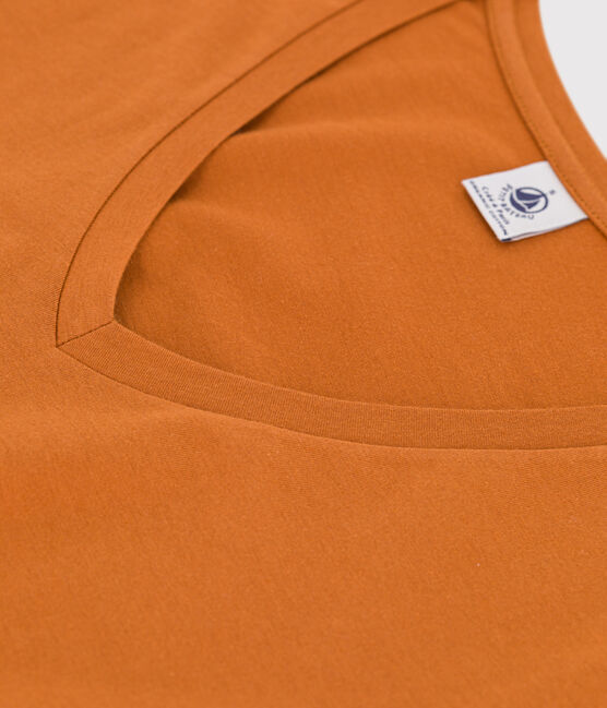 T-Shirt LE DROIT aus Baumwolle mit V-Ausschnitt für Damen braun ECUREUIL