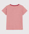 Gestreiftes Kinder-T-Shirt aus Baumwolle für Jungen rosa PAPI/beige AVALANCHE