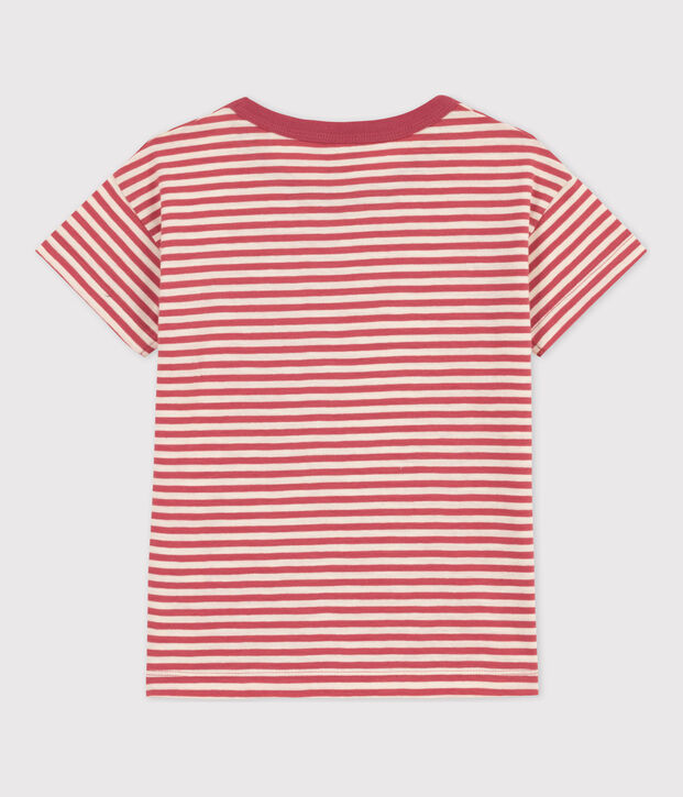 Gestreiftes Kinder-T-Shirt aus Baumwolle f&uuml;r Jungen rosa/naturfarben