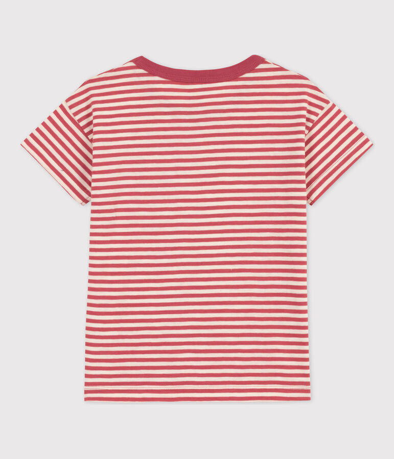 Gestreiftes Kinder-T-Shirt aus Baumwolle f&uuml;r Jungen rosa/naturfarben
