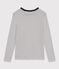Langärmeliges Damen-T-Shirt "L'Iconique" aus gestreiftem Rippstrick weiss MARSHMALLOW/blau SMOKING
