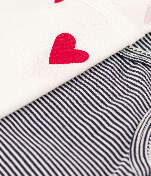Tr&auml;gerhemden aus Baumwolle mit Herz- und Streifenmotiv im 2er-Set f&uuml;r Damen. vielfarbig