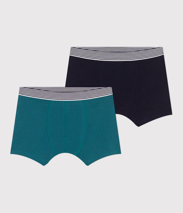 2er-Set Kinder-Boxershorts aus einfarbiger Baumwolle mit Elastan vielfarbig