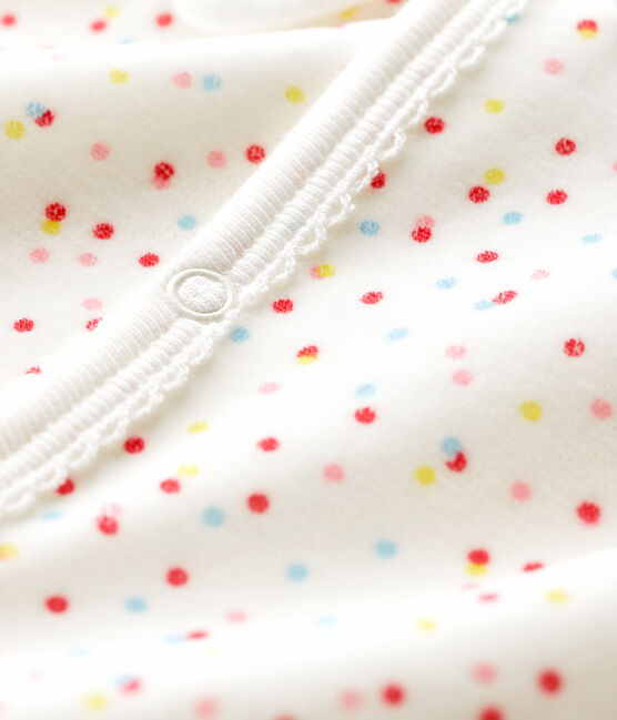 Fußloser Baby-Strampler aus Bio-Baumwolle mit Polka-Dot-Muster für Mädchen weiss MARSHMALLOW/weiss MULTICO