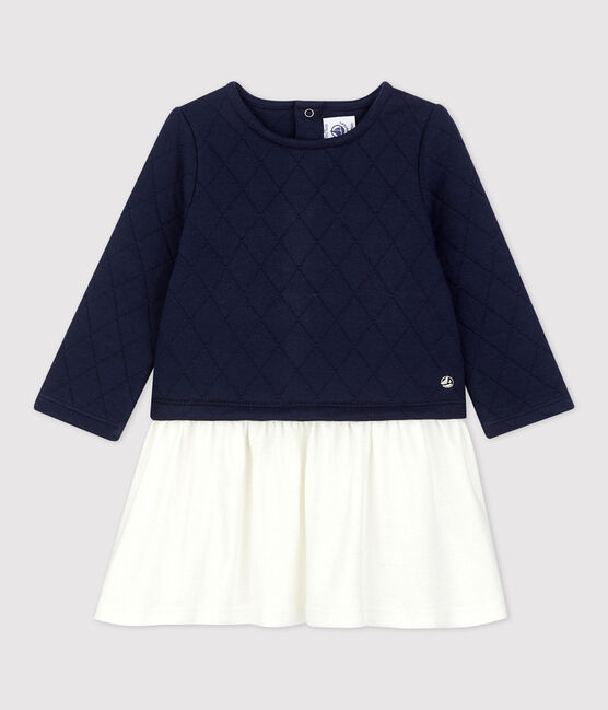 Gestepptes Baby-Kleid für Mädchen blau SMOKING/weiss MARSHMALLOW