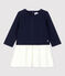 Gestepptes Baby-Kleid für Mädchen blau SMOKING/weiss MARSHMALLOW