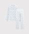 Leinen-Pyjama für kleine Jungen weiss MARSHMALLOW/blau SHADOW