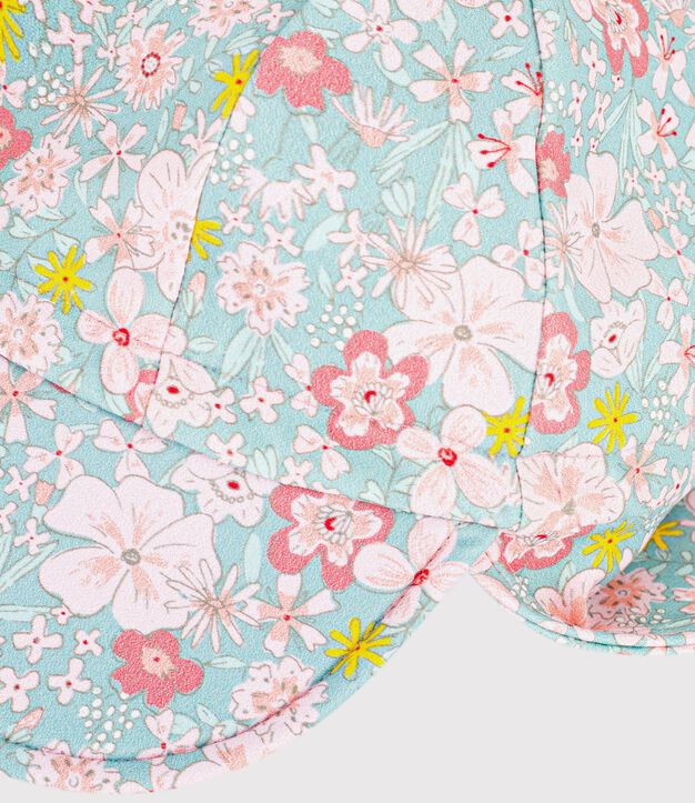 Gebl&uuml;mte Baby-Kappe mit UV-Schutz blau/vielfarbig