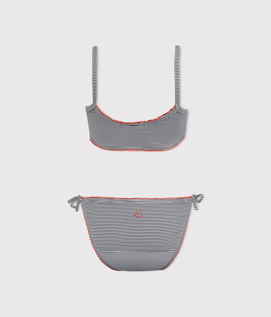 Bikini für Mädchen blau ABYSSE/weiss LAIT