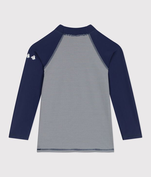 Lang&auml;rmeliges Kinder Bade-T-Shirt mit UV-Schutz und Streifen blau/weiss