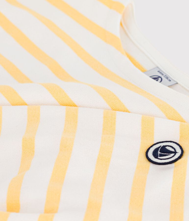 Kinder-Shirt Marini&egrave;re aus Baumwolle mit Streifen weiss/gelb