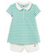 Gestreiftes kurzärmeliges baby-polokleid und short mädchen