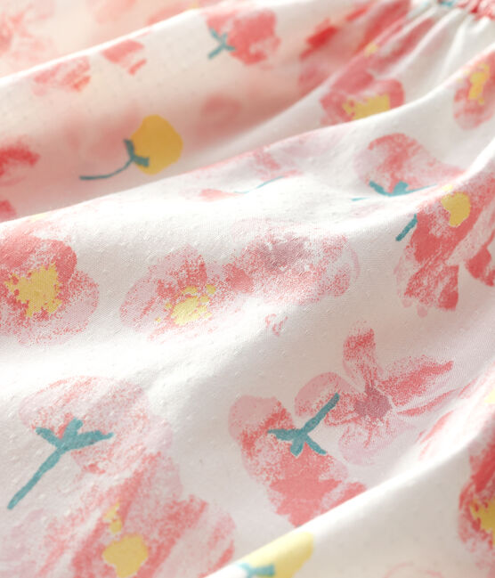 Kurzer Baby-Einteiler aus Popeline für Mädchen weiss MARSHMALLOW/weiss MULTICO