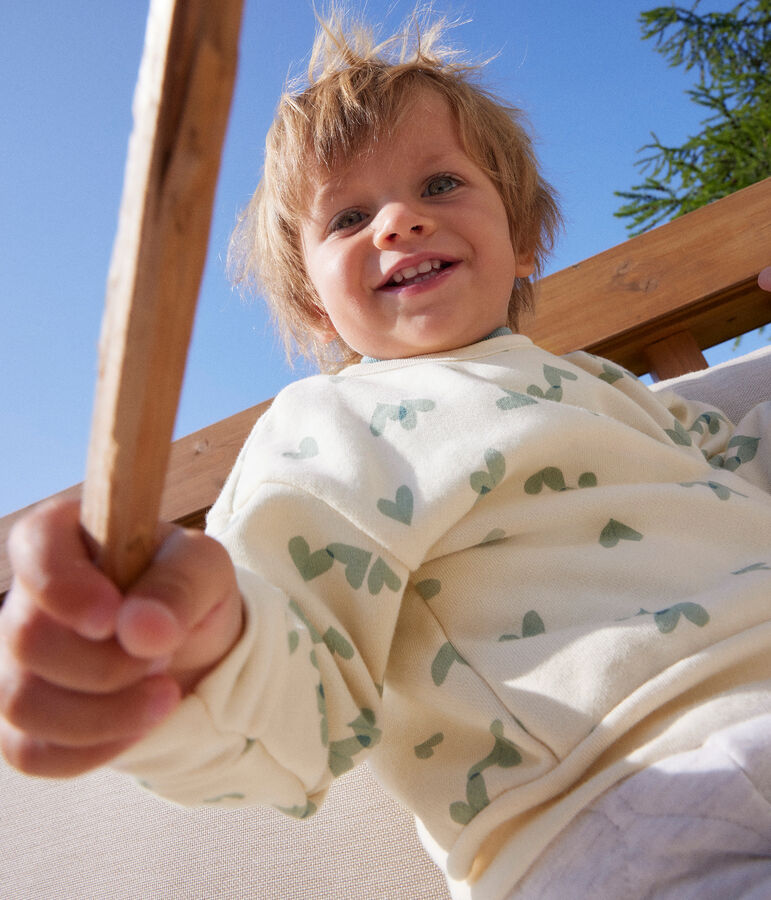 Baby-Sweatshirt aus bedrucktem Molton naturfarben/gr&uuml;n