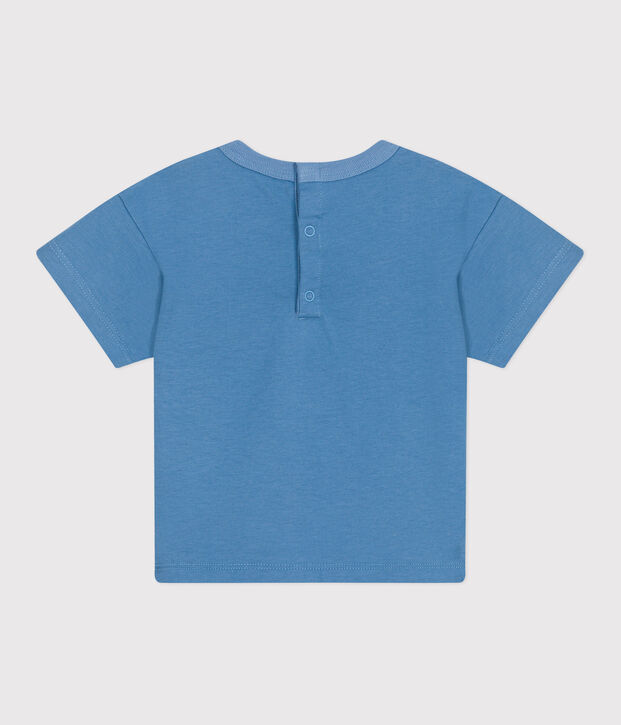 Kurz&auml;rmeliges Baby-T-Shirt aus einfarbiger Baumwolle blau
