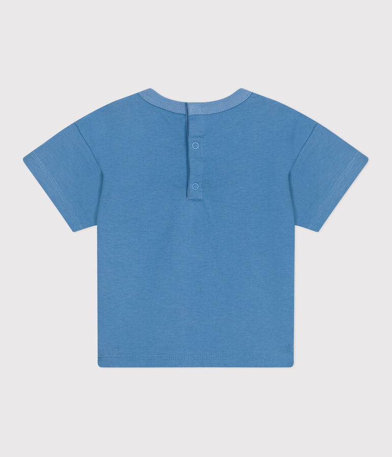 Kurz&auml;rmeliges Baby-T-Shirt aus einfarbiger Baumwolle blau