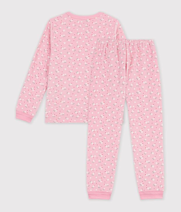 Kinder-Pyjama aus gemustertem Nicki rosa/vielfarbig