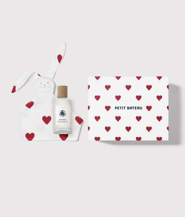 GESCHENKSET ZUR GEBURT DUFTWASSER & KUSCHELTIER weiss/weiss