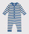 Gestreifter Baby-Overall aus Woll- und Baumwollstrick blau BEACH/ AVALANCHE