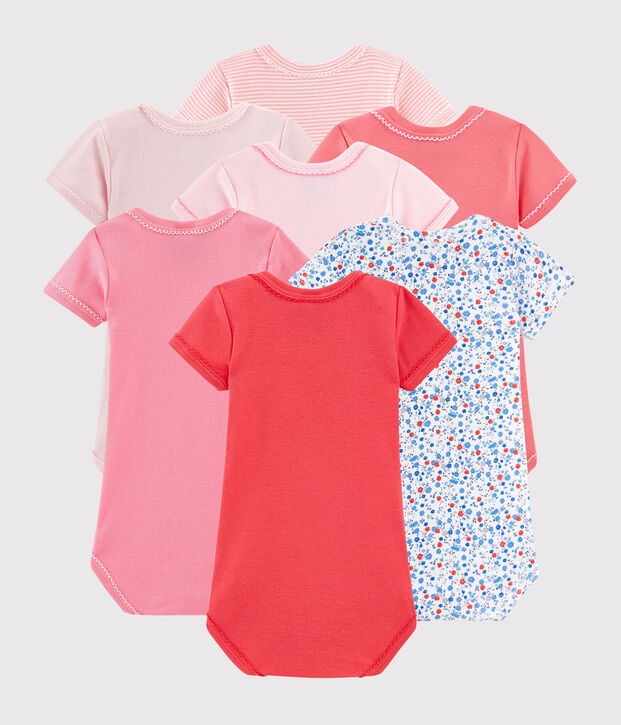 &Uuml;berraschungsset 7 kurz&auml;rmelige Baby-Bodys f&uuml;r M&auml;dchen vielfarbig