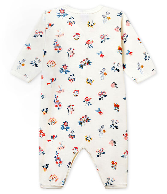 Baby Mädchen Strampler ohne Fuß in Rippstrick weiss MARSHMALLOW/weiss MULTICO