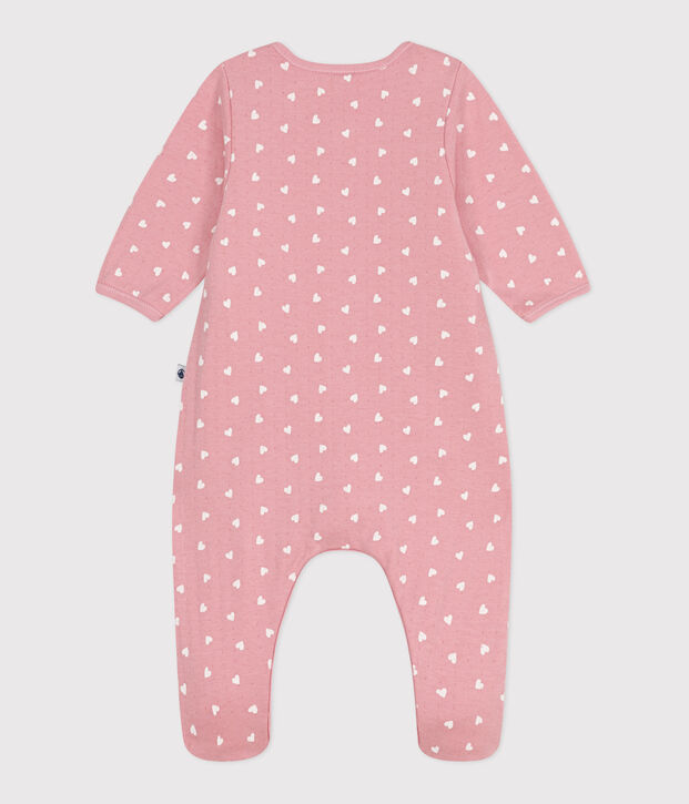Baby-Bodyjama aus Doppeljersey mit kleinen Herzen rosa/weiss