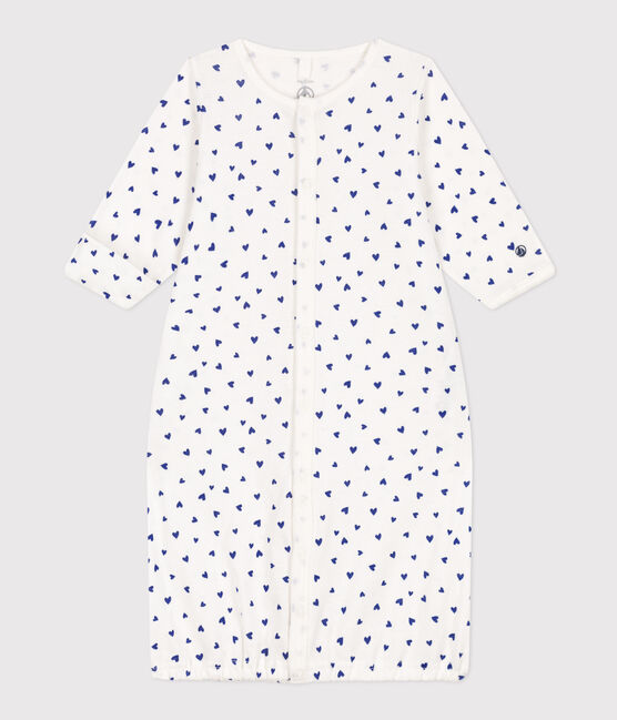 Kombi-Overall aus Baumwolle mit Herzmotiv weiss MARSHMALLOW/ NEWBLEU