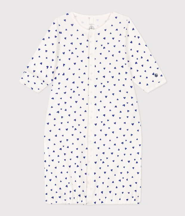 Kombi-Overall aus Baumwolle mit Herzmotiv weiss/blau