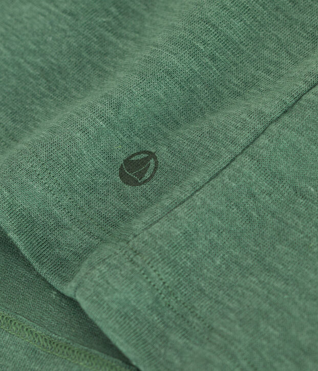 Kurz&auml;rmeliges Damen-T-Shirt aus Leinen gr&uuml;n