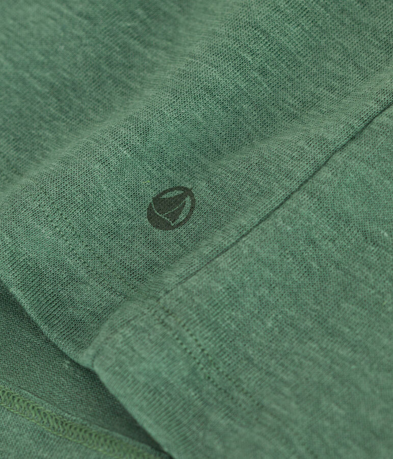 Kurz&auml;rmeliges Damen-T-Shirt aus Leinen gr&uuml;n