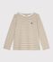 Lang&auml;rmeliges Damen-Streifenshirt Marini&egrave;re aus Baumwolle beige/weiss