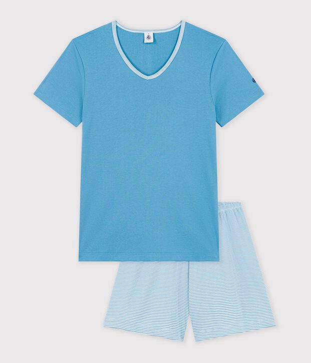 Pyjama short Femme en coton blau/vielfarbig
