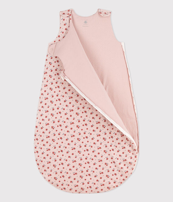 BABYSCHLAFSACK AUS NICKI MIT BLUMENMUSTER, TOG-WERT 2 rosa SALINE/weiss MULTICO