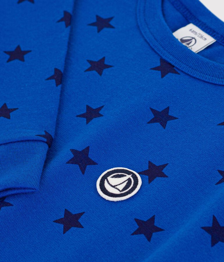 Lang&auml;rmeliges Kinder-T-Shirt aus bedruckter Baumwolle blau/blau