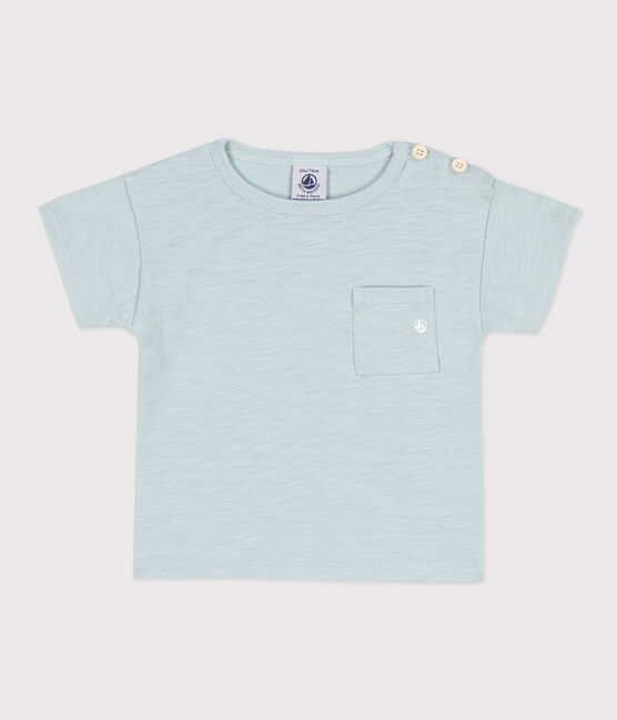 Kurzärmeliges Baby-T-Shirt aus geflammtem Jersey. grün BULLE