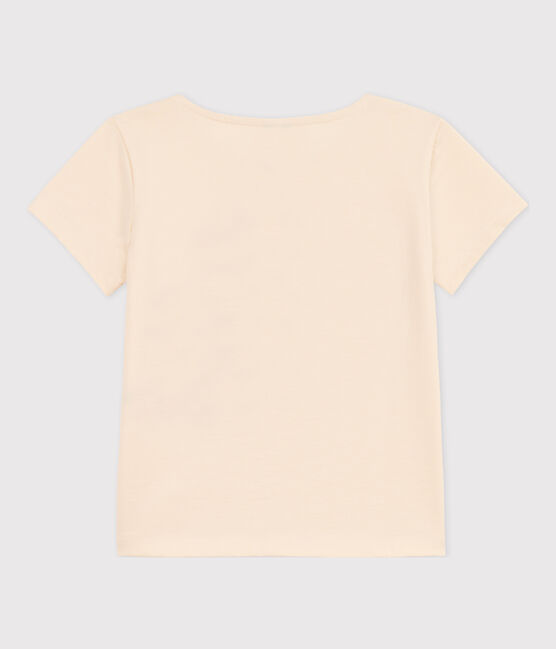 Kurzärmeliges beflocktes Kinder-T-Shirt für Mädchen naturfarben AVALANCHE