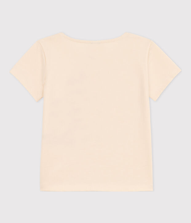 Kurz&auml;rmeliges beflocktes Kinder-T-Shirt f&uuml;r M&auml;dchen naturfarben