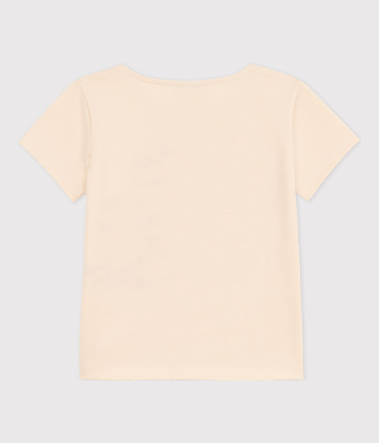 Kurz&auml;rmeliges beflocktes Kinder-T-Shirt f&uuml;r M&auml;dchen naturfarben