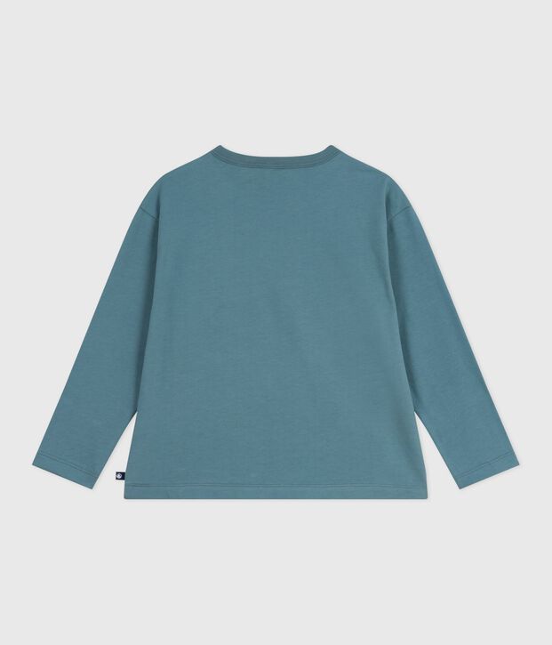 Lang&auml;rmeliges Kinder-T-Shirt aus bedruckter Baumwolle blau