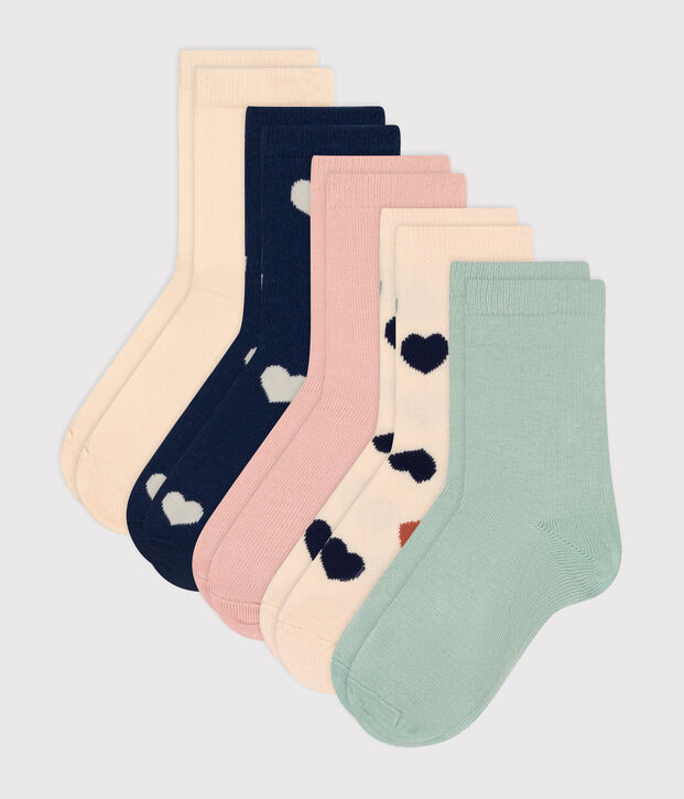 5er-Set Kindersocken aus Baumwolle mit Herzmotiv vielfarbig