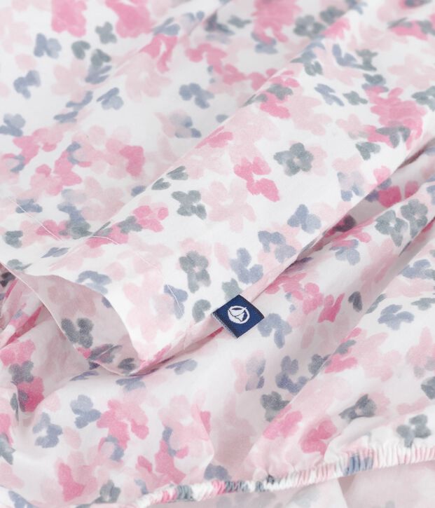 Kurz&auml;rmeliges Babykleid aus Baumwolle und dazu passender Bloomer weiss/vielfarbig