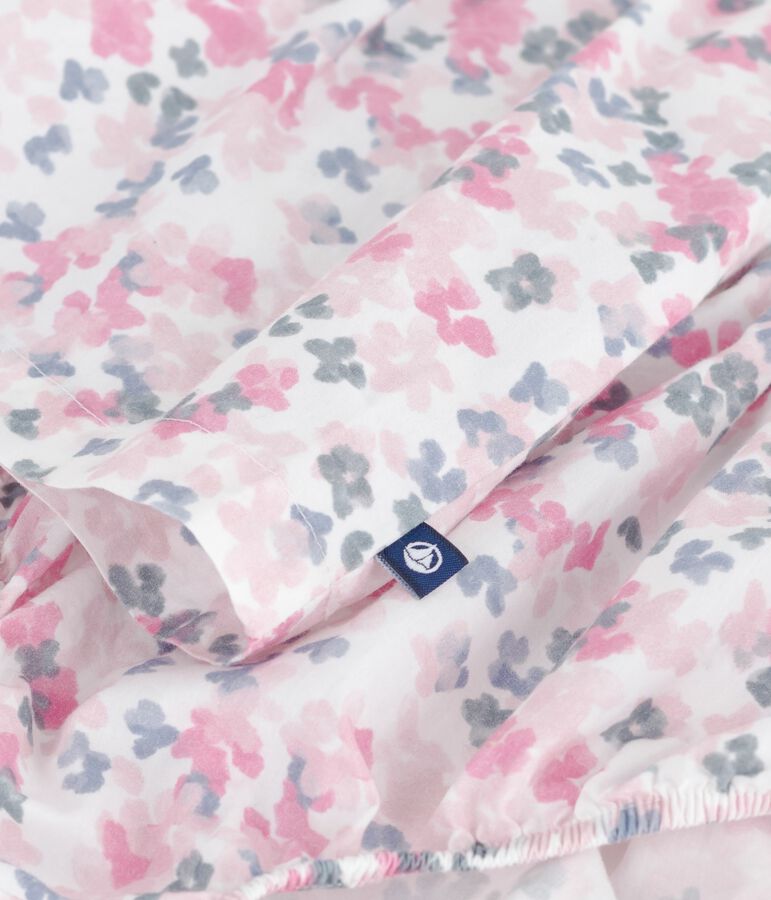 Kurz&auml;rmeliges Babykleid aus Baumwolle und dazu passender Bloomer weiss/vielfarbig