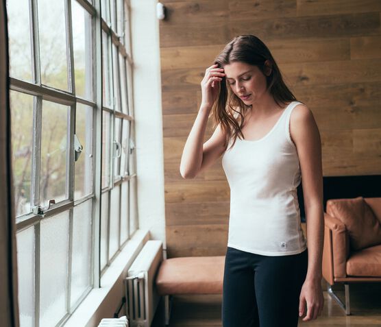 Tanktop aus 2 x 2 Rippstrick für Damen weiss MARSHMALLOW
