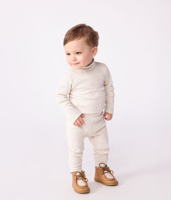 Baby-Leggings aus einfarbiger Baumwolle beige MONTELIMAR CHINE
