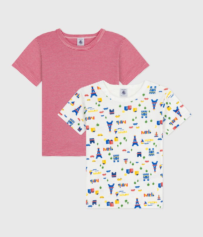 Set lang&auml;rmeliger Kinder T-Shirts aus Baumwolle mit Paris-Motiven vielfarbig