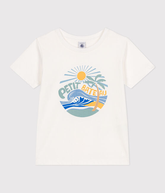 Kurzärmeliges Kinder-T-Shirt aus bedruckter Baumwolle weiss MARSHMALLOW