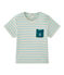 Gestreiftes Baby-Jungen-Kurzarmshirt weiss FETA/grün ADVENTURE
