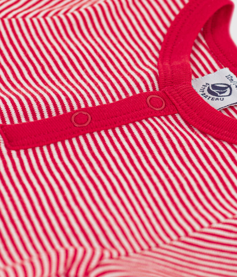 Kurz&auml;rmeliger Baby-Body aus Baumwolle mit Ringelstreifen rot/weiss