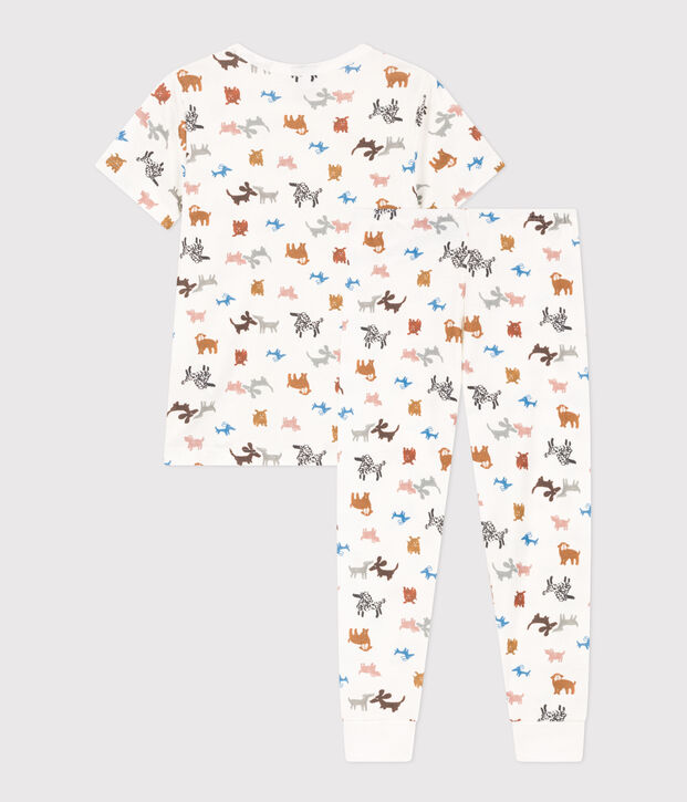 Kurz&auml;rmeliger Kinderpyjama aus Baumwolle weiss/vielfarbig